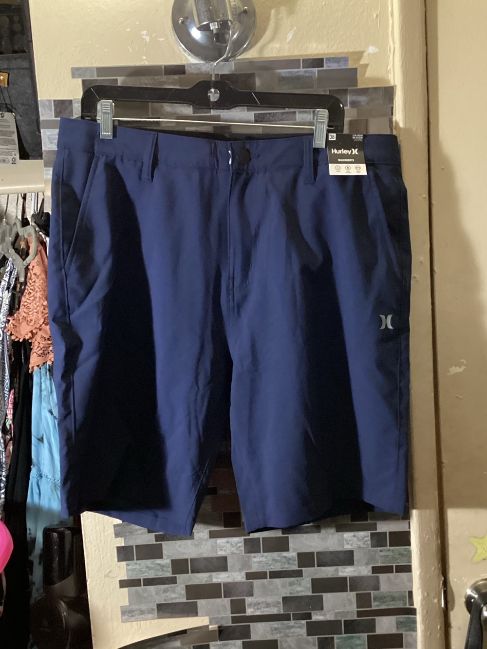 Hurley Men's Navy Flat Front Walk Shorts